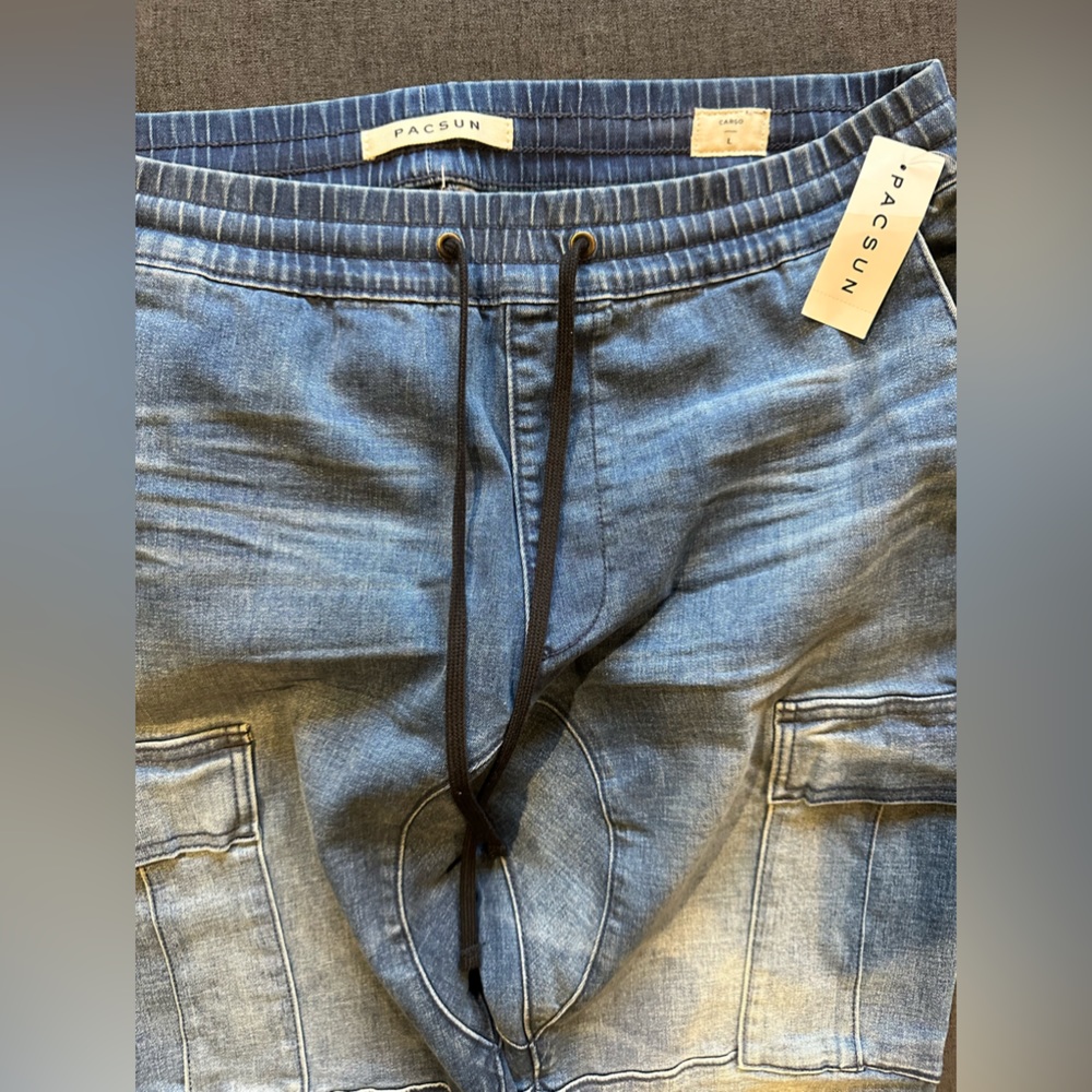 Denim cargo joggers NWT